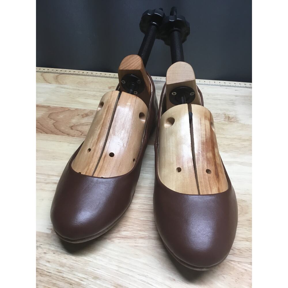 Sun + Stone Eliana Ballet Flats Women's 9.5 Brown Leather Slip-On Casual Shoes